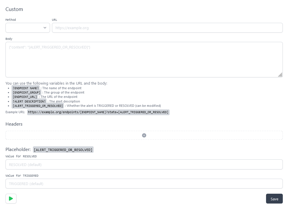 Custom alerting provider editor